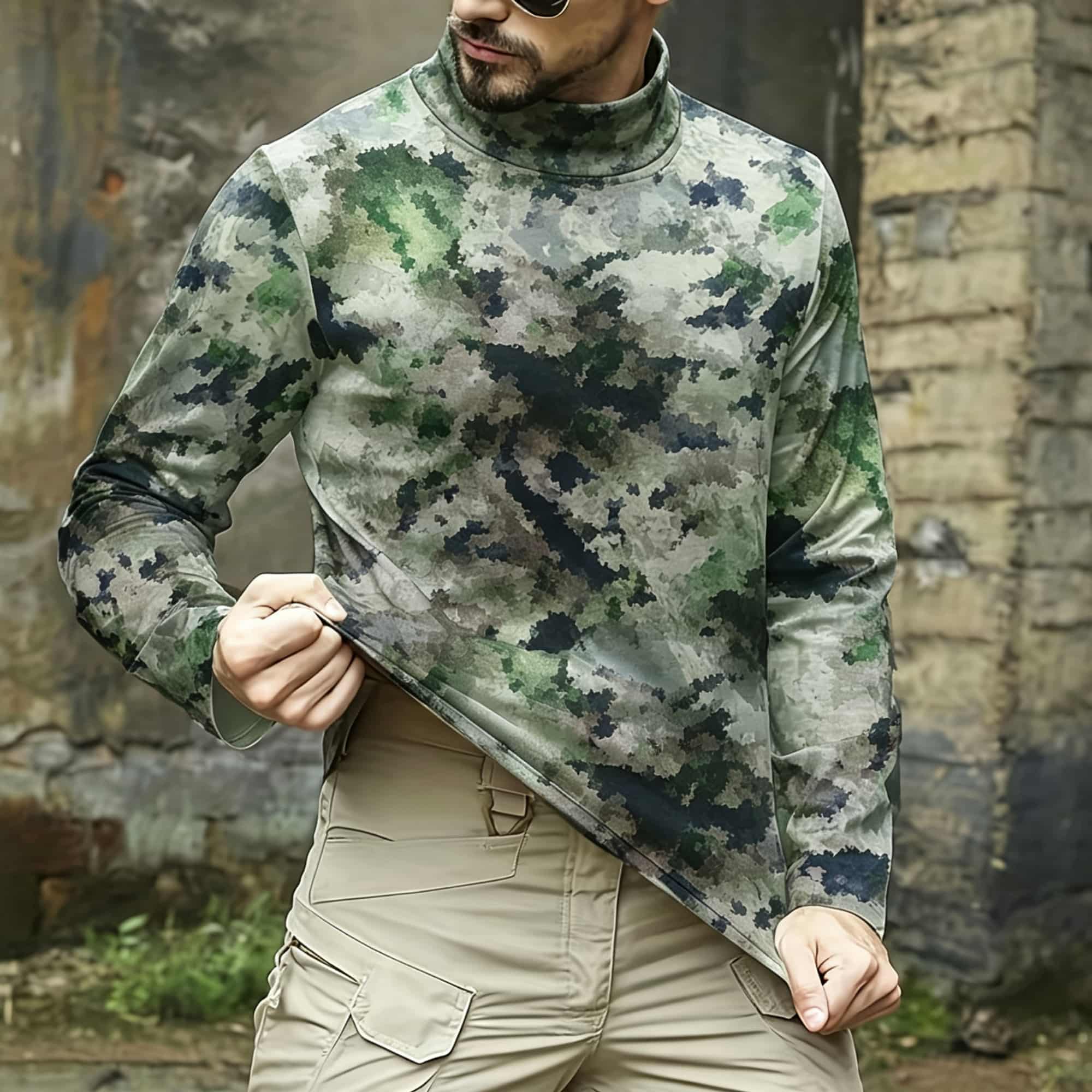 Men Tactical Camouflage Print  - Base Layer Top recension och pris