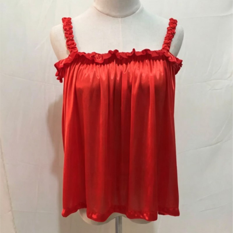 Summer Soft Silky Glossy Ruffl - Suspender Tank Top recension och pris