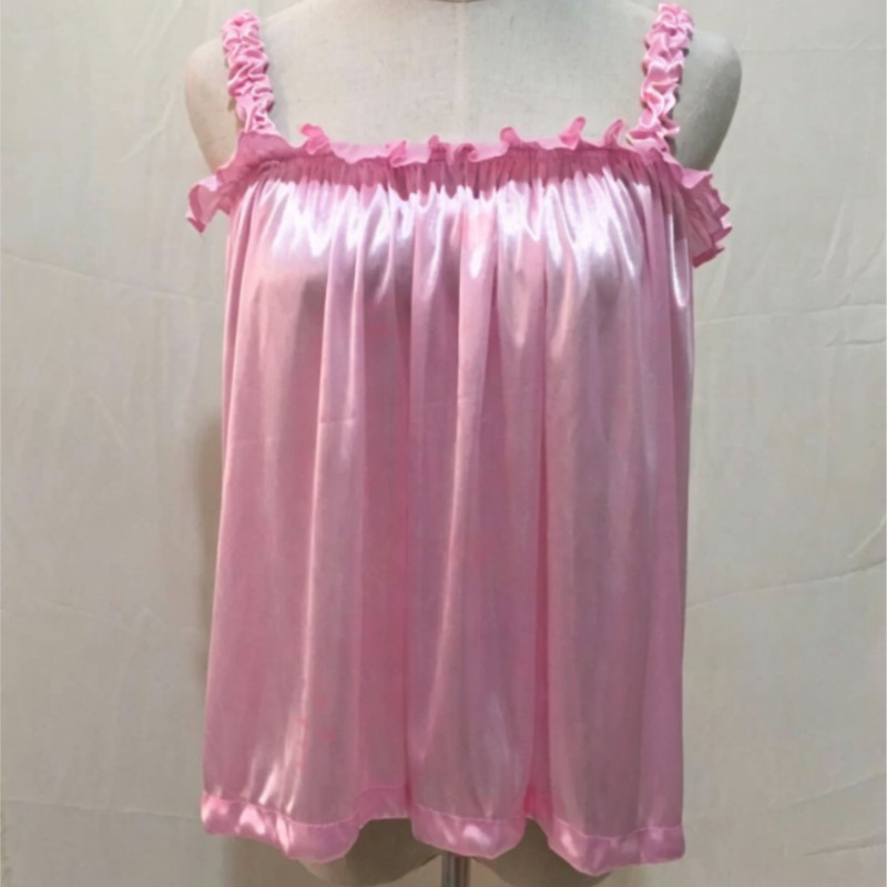 Summer Soft Silky Glossy Ruffl - Suspender Tank Top recension och pris