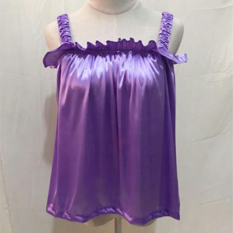 Summer Soft Silky Glossy Ruffl - Suspender Tank Top recension och pris